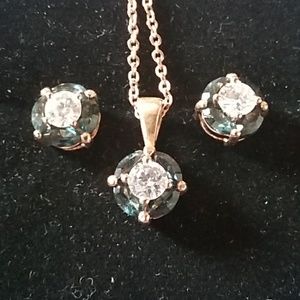 AVON SIMULATED SAPPHIRE EARRINGS & NECKLACE ~ NIB